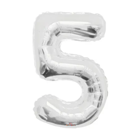 Mylar Number 5 Silver Helium Saver 34"/87 cm 1pc