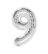 Mylar Number 9 Silver Helium Saver 34"/87 cm 1pc