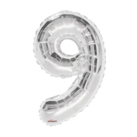 Mylar Number 9 Silver Helium Saver 34"/87 cm 1pc
