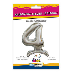 30" Standing Number 4 Silver bag of 1pc