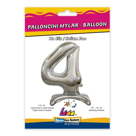 30" Standing Number 4 Silver bag of 1pc
