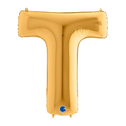 Mylar Letter "T" Gold Mega 40" - 101cm - 1pc