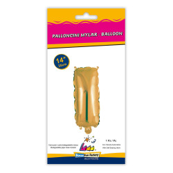 14" Letter I Gold bag of 1pc