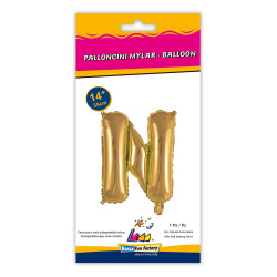 14" Letter N Gold bag of 1pc