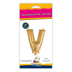 14" Letter V Gold bag of 1pc