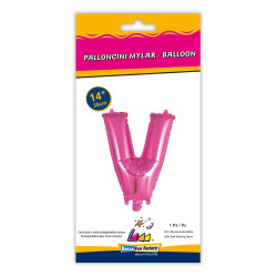 14" Letter V Fuchsia bag of 1pc