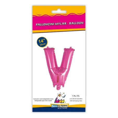 14" Letter V Fuchsia bag of 1pc