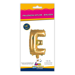 14" Letter E Gold bag of 1pc