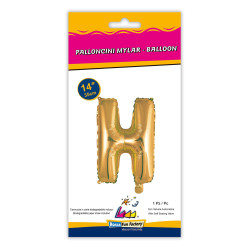 14" Letter H Gold bag of 1pc