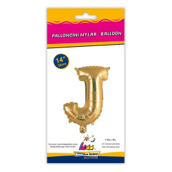 14" Letter J Gold bag of 1pc