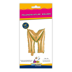 14" Letter M Gold bag of 1pc