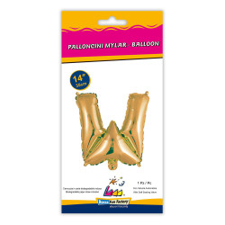 14" Letter W Gold bag of 1pc
