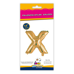 14" Letter X Gold bag of 1pc
