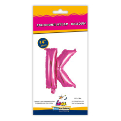14" Letter K Fuchsia bag of 1pc