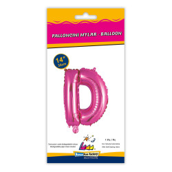 14" Letter D Fuchsia bag of 1pc