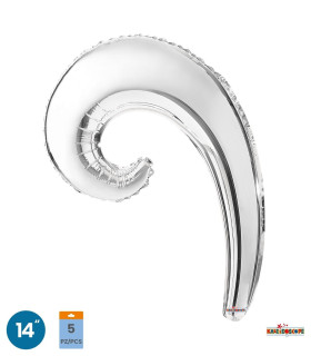 Mylar Kurly Wave Silver MiniShape 14" pack 5pcs