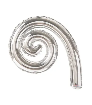 Mylar Kurly Spiral Silver MiniShape 14" pack 5pcs