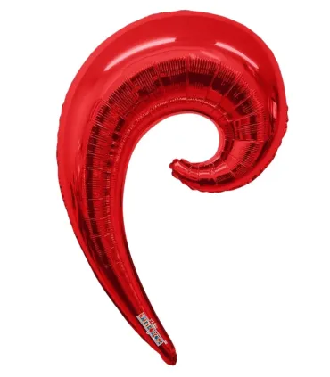 Mylar Kurly Wave Red SuperShape h36" 1pc
