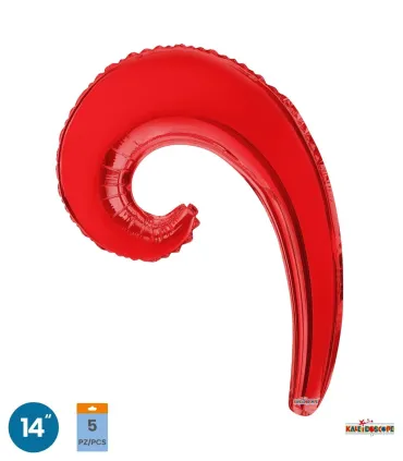 Mylar Kurly Wave Red MiniShape 14" pack 5pcs
