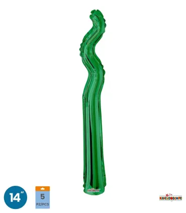 Mylar Kurly Zig Zag Green MiniShape 14" pack 5pcs