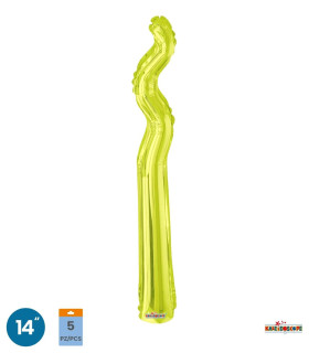 Mylar Kurly Zig Zag Lime Green MiniShape 14" pack 5pcs