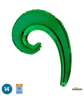 Mylar Kurly Wave Green MiniShape 14" pack 5pcs