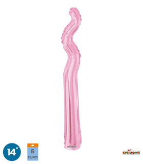Mylar Kurly Zig Zag Pink MiniShape 14" pack 5pcs