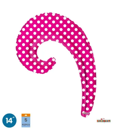 Kurly Kurly Wave Hot Pink Polka Dots MiniShape 14" pack 5pcs