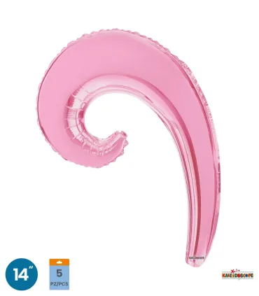 Mylar Kurly Wave Pink MiniShape 14" pack 5pcs
