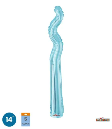Mylar Kurly Zig Zag Light Blue MiniShape 14" pack 5pcs
