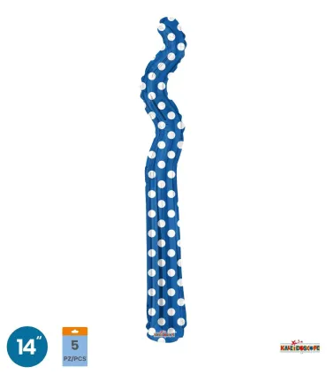 Mylar Mini Shape Kurly Zig Zag Royal Blue Polka Dots 14" pack 5pcs
