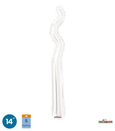 Mylar Kurly Zig Zag White MiniShape 14" pack 5pcs