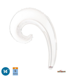 Mylar Kurly Wave White MiniShape 14" pack 5pcs