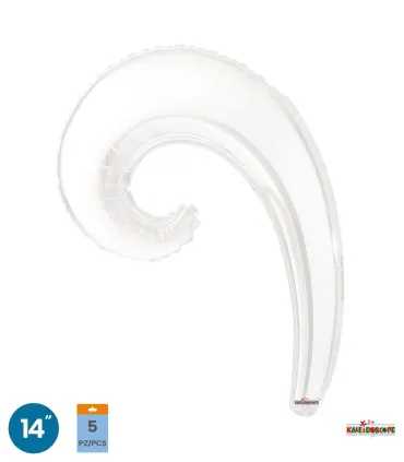 Mylar Kurly Wave White MiniShape 14" pack 5pcs