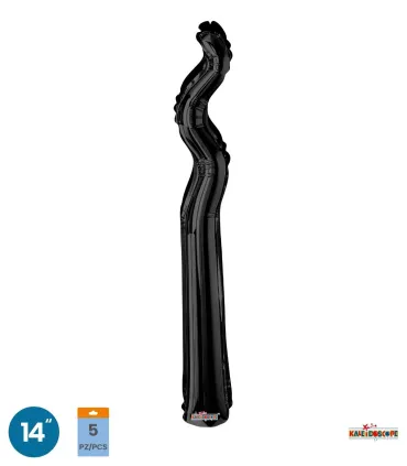 Mylar Kurly Zig Zag Black MiniShape 14" pack 5pcs