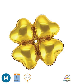 Mylar Cluster Gold Hearts with Valve Pack 5pcs