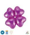 Mylar Cluster Hearts Fuchsia with valve pack. 5pcs