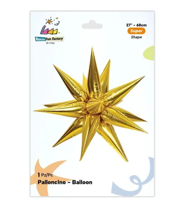 Mylar Kit Exploding Stars Gold with valve 27" 1pc