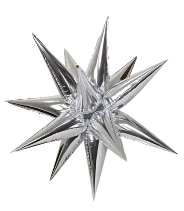 Mylar Kit Exploding Stars Silver with Valve 27" 1pc