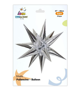 Mylar Kit Exploding Stars Silver with Valve 27" 1pc