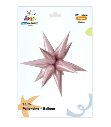 Mylar Kit Exploding Stars Pink Gold with Valve 27" 1pc