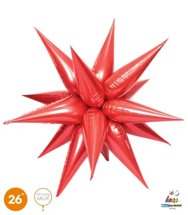 Mylar Kit Exploding Star Red with valve 26" 1pc