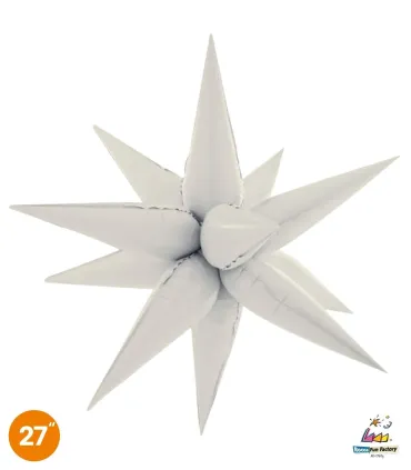 Mylar Kit Exploding Stars White with Valve 27" 1pc