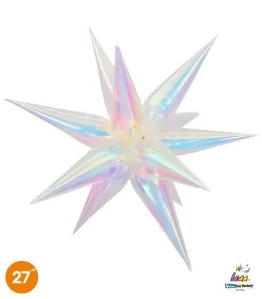 Mylar Kit Exploding Stars Iridescent with Valve 27" 1pc