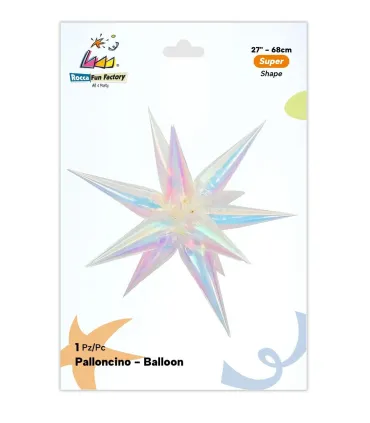Mylar Kit Exploding Stars Iridescent with Valve 27" 1pc
