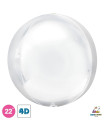 Mylar White Sphere Rocca 4D Line 22" 1pc