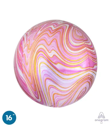 Pink Marbled Mylar Orbz 16" 1pc