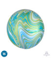 Blue Marbled Mylar - Green Orbz 16" 1pc