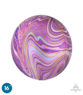 Purple Marbled Mylar Orbz 16" 1pc