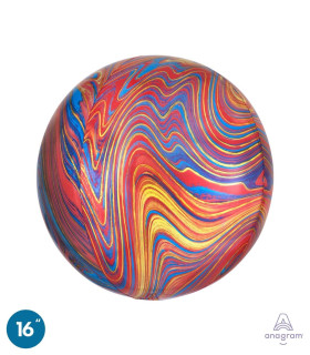 Rainbow Marbled Mylar Orbz 16" 1pc